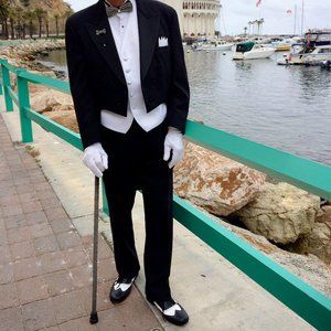 Mens Tailcoat Black Wool Tuxedo Tails  5 pc.Outfit